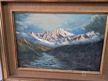 Dipinto olio su tela di moffa rino