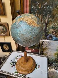 Vecchio Mappamondo Sovietico Anni 40 Legno E Carto