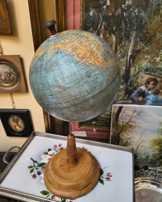 Vecchio Mappamondo Sovietico Anni 40 Legno E Carto