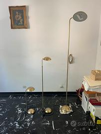 Tris lampade vintage in ottone