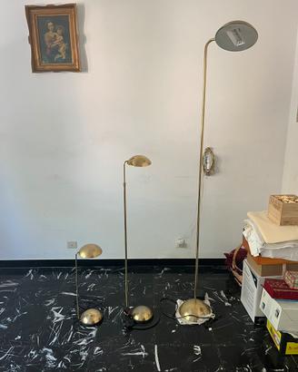 Tris lampade vintage in ottone