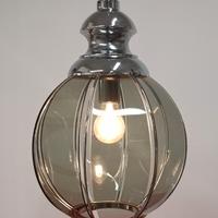 Lampadario "Space Age" Vetro Fumé Spicchi Anni 70