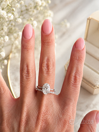 Set anello fidanzamento oro bianco 14 kt
