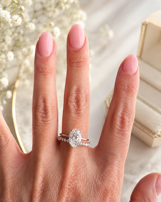 Set 2 anelli fidanzamento oro bianco 14 kt