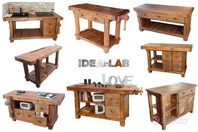 mobile stile banco falegname in legno massello