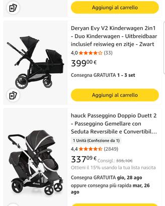 passeggino 2 posti età diversa 
