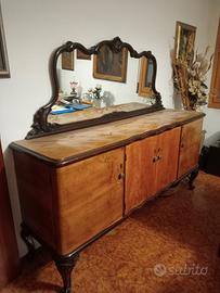 credenza legno con specchio anni 40 