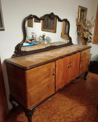 credenza legno con specchio anni 40 