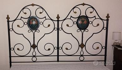 Letto in ferro battuto e comò XIX stile siciliano