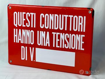 Insegna Smaltata Vintage Tensione 35x25