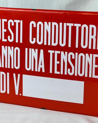 Insegna Smaltata Vintage Tensione 35x25