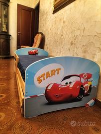 Letto bambino Cars legno massello + materasso su m