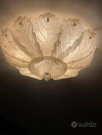 Lampadario/plafoniera a foglie in vetro