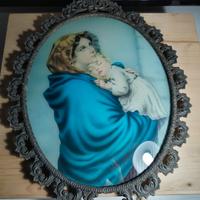 lampada/quadro in ottone madonna con bambino 