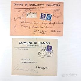 Lotto 2 Buste RSI 1944  Comuni di Canzo/Garbagnate