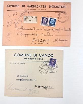 Lotto 2 Buste RSI 1944  Comuni di Canzo/Garbagnate