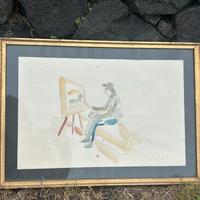 Quadri acquarello vari soggetti, con cornice