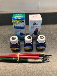 China e inchiostro con pennini