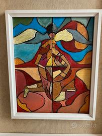 Dipinto a olio astratto vintage