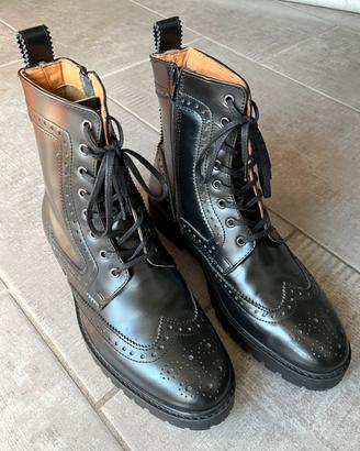 ZIGN Scarpa alta Uomo nera brogue taglia 43 anfibi