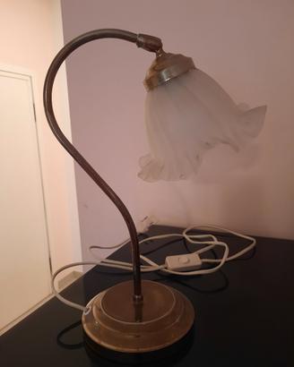 Lampada comodino in vetro e metallo