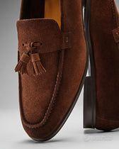 Mocassino in suede con nappine marrone