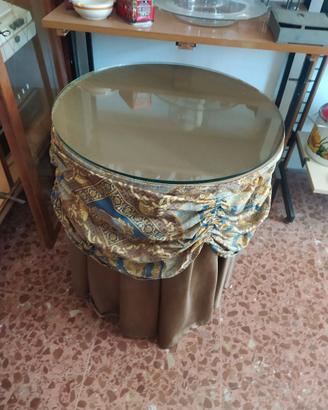 TAVOLINO GUÉRIDON ROTONDO DRAPPEGGIATO IN TESSUTO