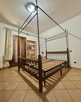 Letto matrimoniale a baldacchino - rete inclusa