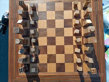 scacchiera in legno intarsio