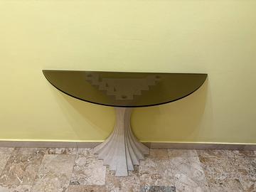 Consolle demi-lune 95 cm Marmo +vetro fumè artigia