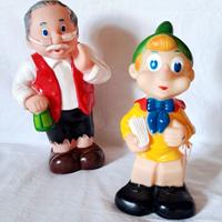 Giocattoli gomma Pinocchio e Geppetto