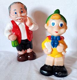 Giocattoli gomma Pinocchio e Geppetto