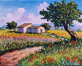 Quadro di paesaggio olio su tela firmato