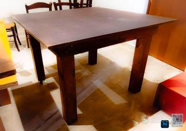 5 Tavoli fissi in legno 120x120 con gamba 12×12