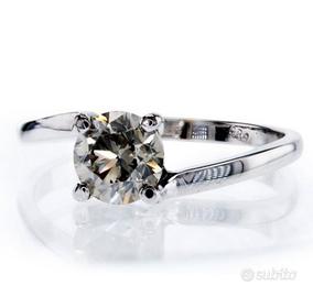 Anello Oro Bianco 14kt Diamante naturale 1.14  ct