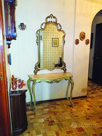 Antica consolle con specchiera primi 900 top marmo