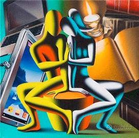 Mark kostabi olio su tela del 2015 con autentica