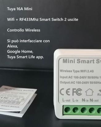 interruttore smart Tuya  16A Mini WiFi + RF433mhz