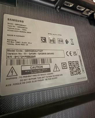 Samsung QLED 65” QE65Q80A - pannello rotto