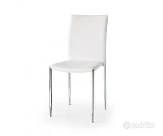 Sedia 663  Bianca Struttura Metallo In Ecopelle