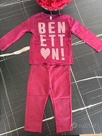 Completo tuta bambina 1/2 anni benetton bordeaux