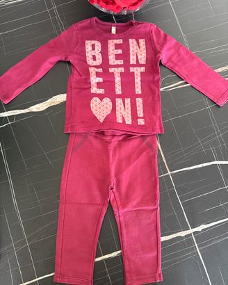 Completo tuta bambina 1/2 anni benetton bordeaux
