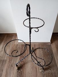 Portavasi nero in ferro