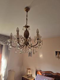 Lampadario a 6 luci con pendenti in cristallo