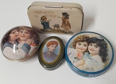 VECCHIE SCATOLE DI LATTA VINTAGE CON BIMBI 