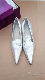 Scarpe in pelle color argento