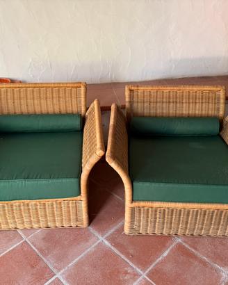 Coppia Poltrone in vimini con cuscini