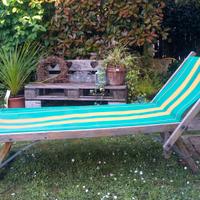 Sdraio legno vintage piscina, giardino o balcone