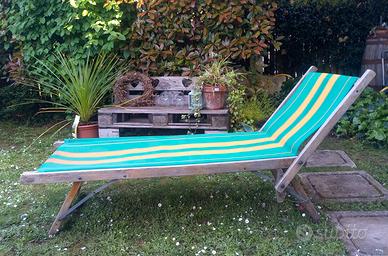 Sdraio legno vintage piscina, giardino o balcone