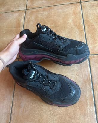 balenciaga triple S nere suola viola/borgogna